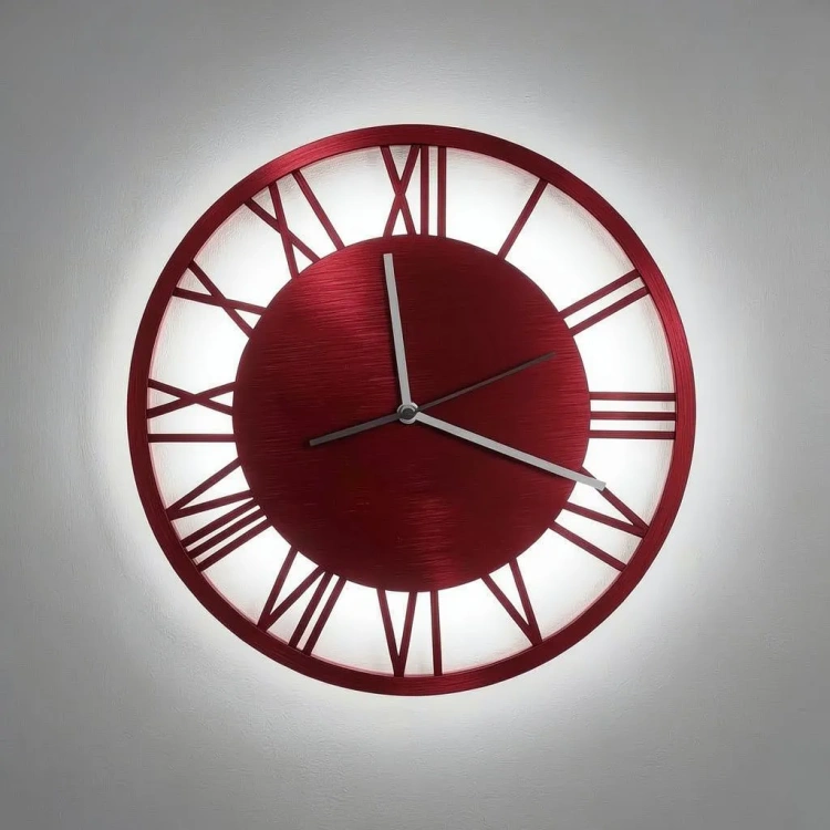 Podświetlany zegar ścienny 30 cm bloody red