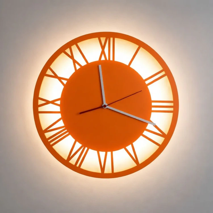 Podświetlany zegar ścienny 30 cm bright orange
