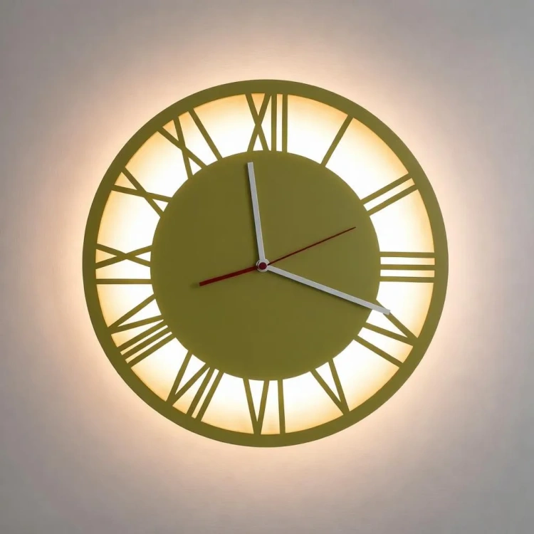 Podświetlany zegar ścienny 30 cm green olive