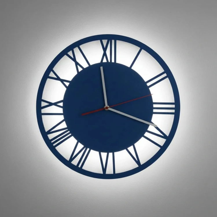 Podświetlany zegar ścienny 30 cm super blue