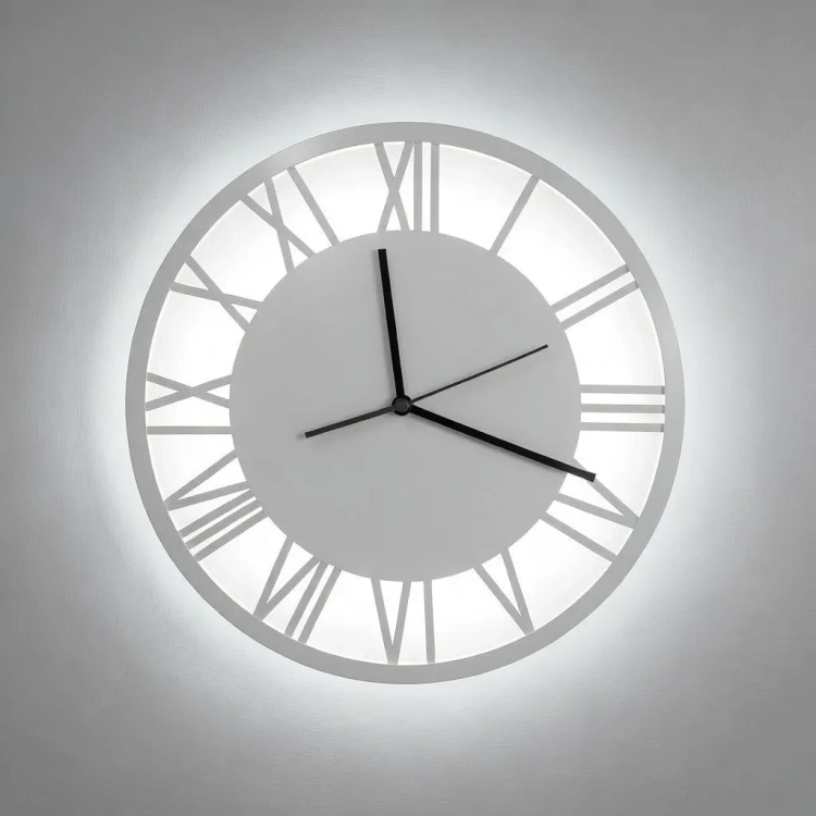 Podświetlany zegar ścienny 30 cm white