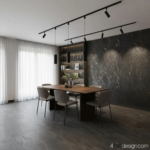 Zestaw szynoprzewodów zamontowany w jadalni