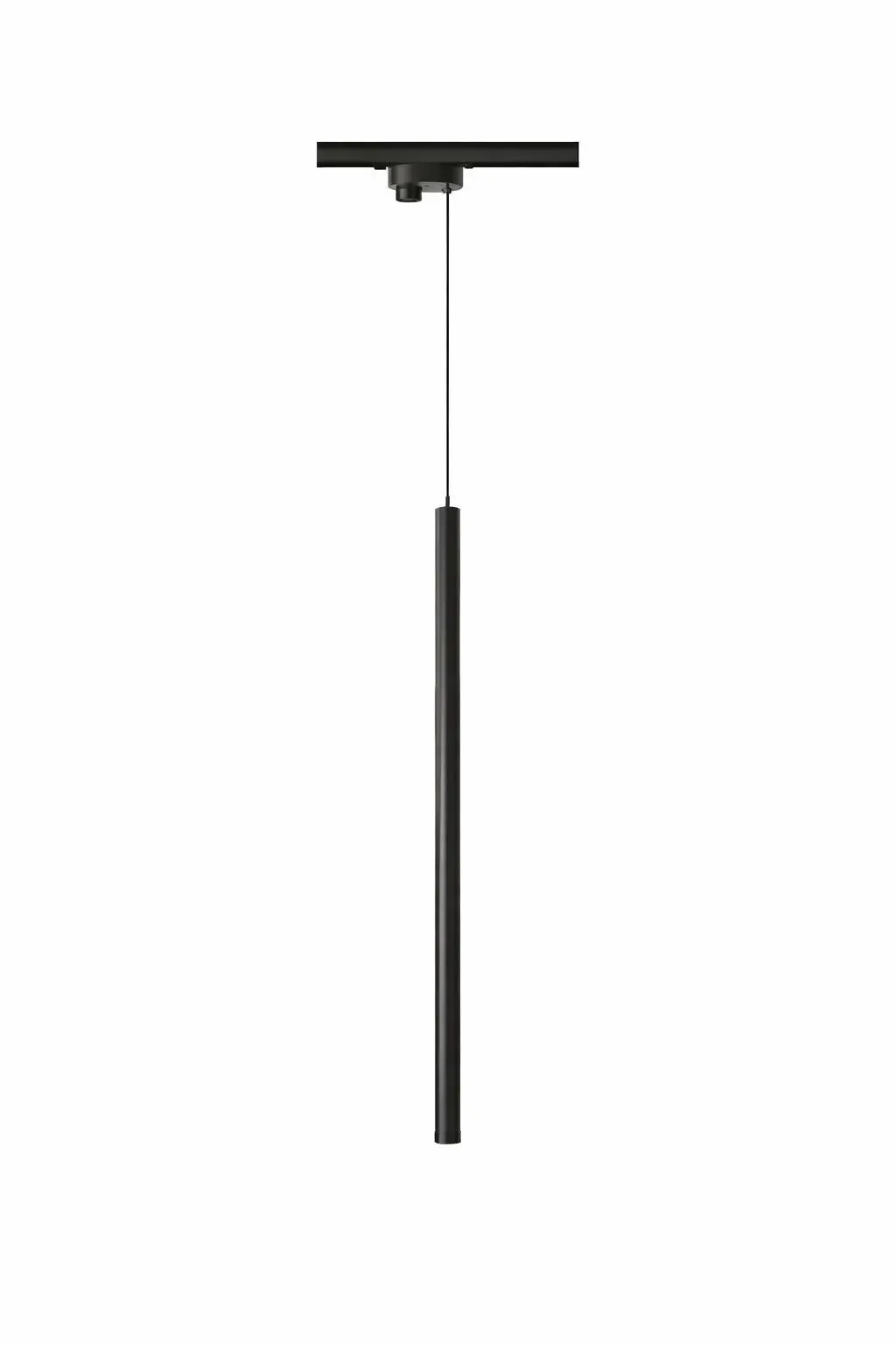 Lampa do szynoprzewodów 3 fazowych Alto czarna. Lampa wisząca Alto w kolorze czarnym zamontowana na szynoprzewodzie 3-fazowym. Nowoczesny, minimalistyczny design od 4Fundesign.com.