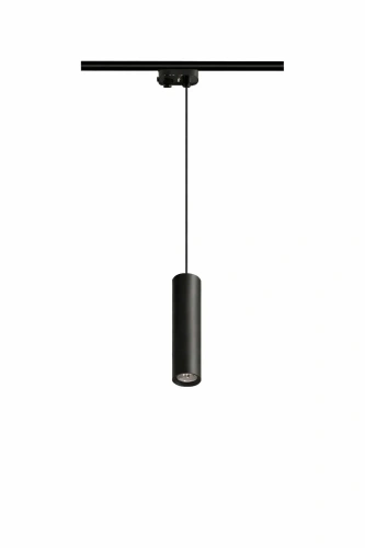 Lampa wisząca Axa do szynoprzewodów. Czarna lampa wisząca AXA zamontowana na szynoprzewodzie 3-fazowym, minimalistyczny design, 4fundesign.com