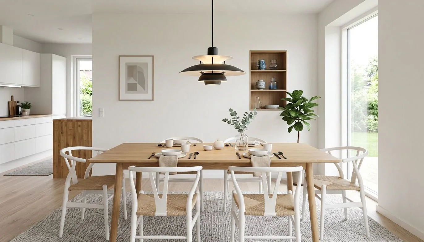 Lampa wisząca w stylu skandynawskim w jadalni