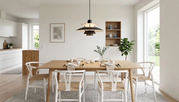 Lampa wisząca w stylu skandynawskim w jadalni