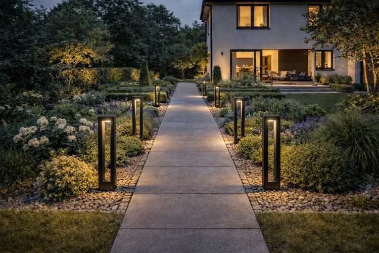 Oświetlenie ścieżki w ogrodzie lampami Forma