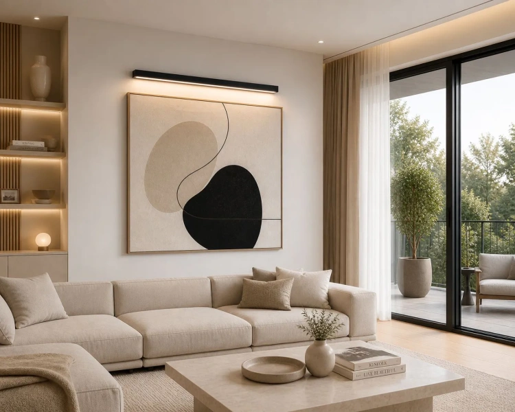Kinkiet LED Linia Slim w salonie