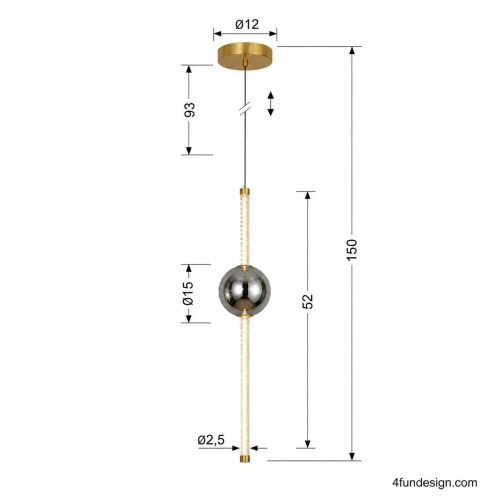 Lampa wisząca Kelly złota wymiary