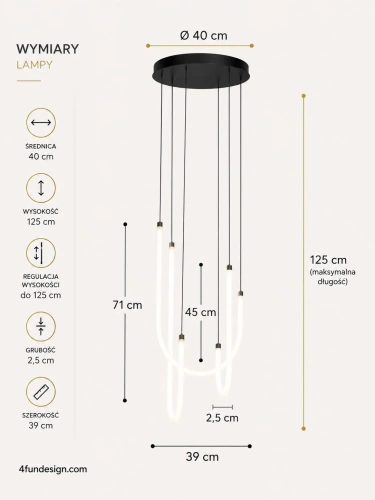 Lampa wisząca LED Infinity 3 wymiary