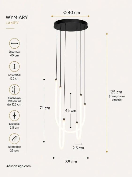 Lampa wisząca LED Infinity 3 wymiary