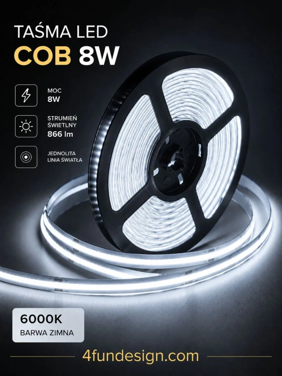 Taśma LED COB zimna 6000K