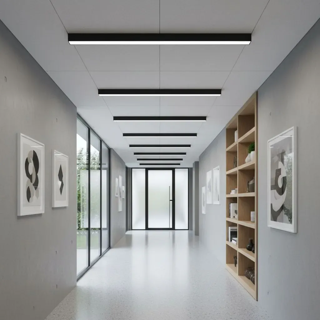 Lampa sufitowa liniowa LED czarna nowoczesne oświetlenie salonu i kuchni 4FunDesign