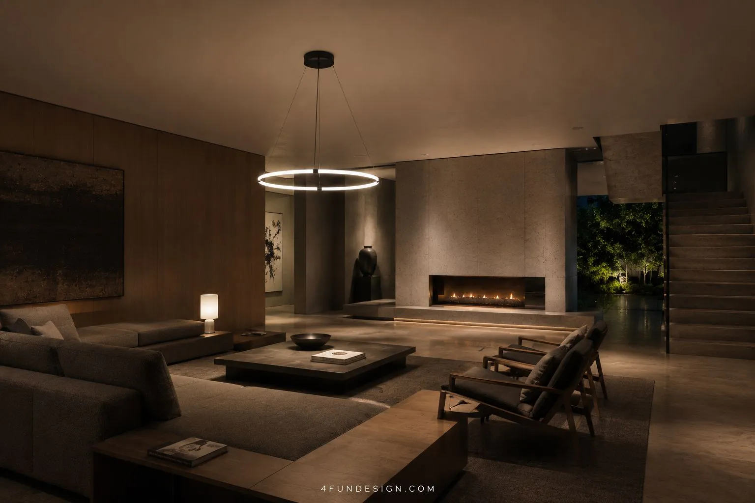 Lampa LED Ring silicone w nowoczesnym salonie.
