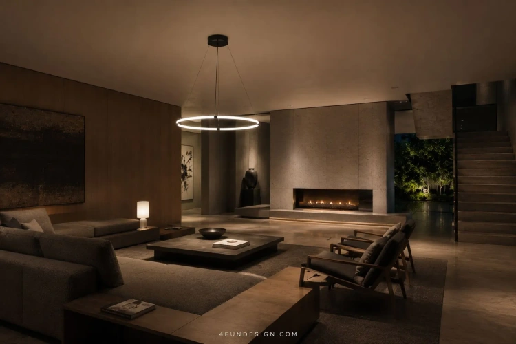 Lampa LED Ring silicone w nowoczesnym salonie.