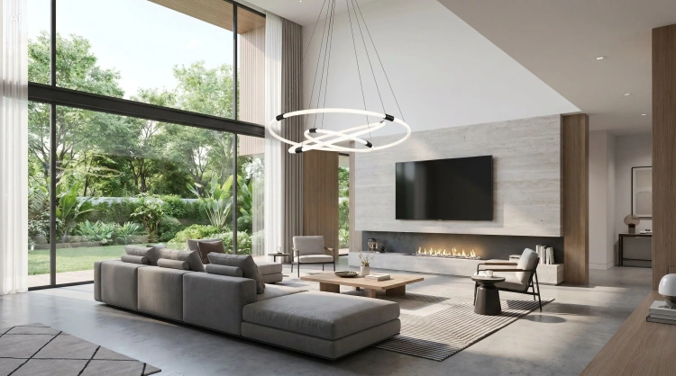 Lampa wisząca LED Ring 3 silicone w nowoczesnym salonie