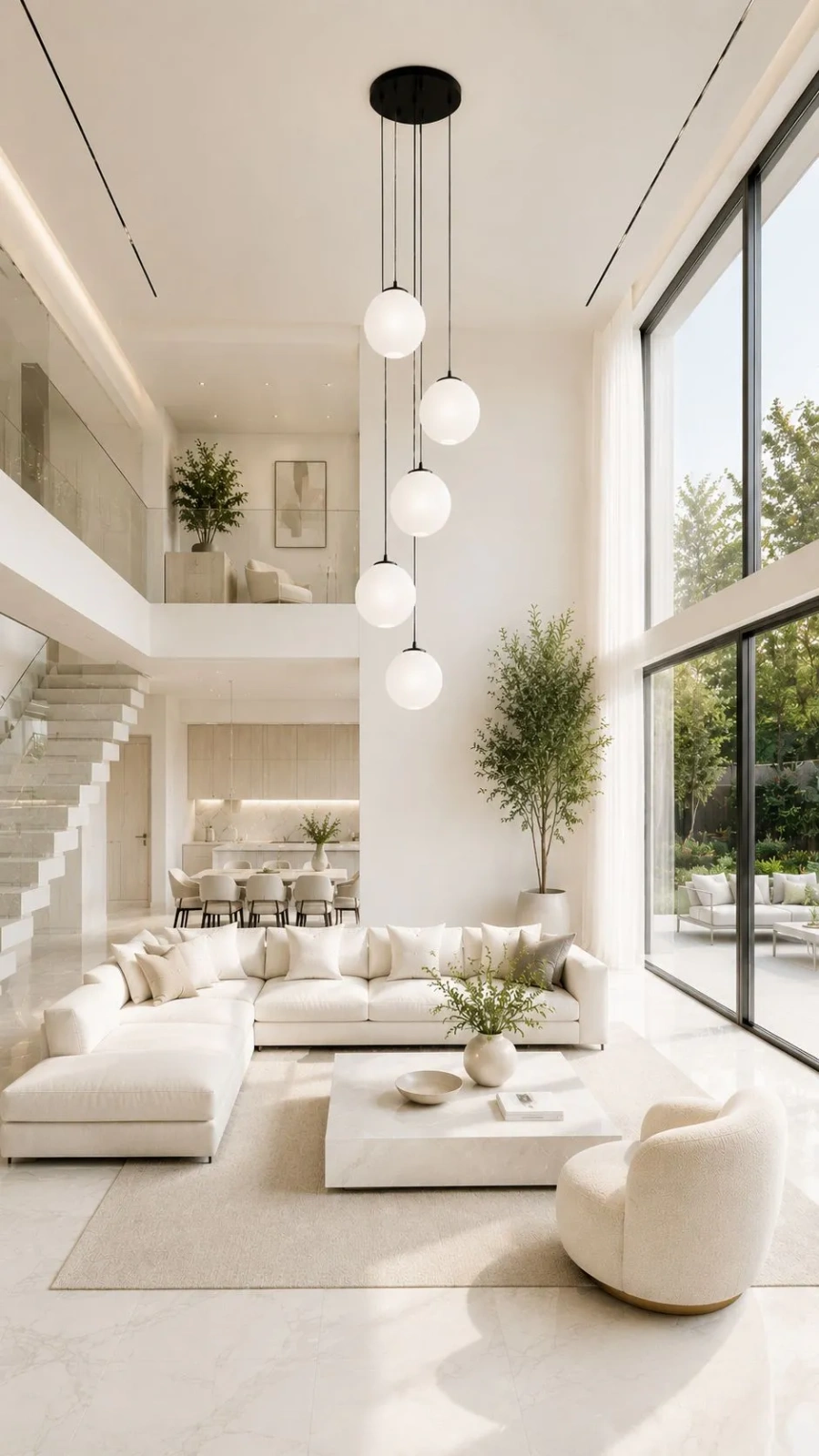 Lampa wisząca do wysokiego salonu - Kula 5