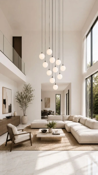 Lampa wisząca Kula z kloszem 12cm - instalacja w nowoczesnym salonie
