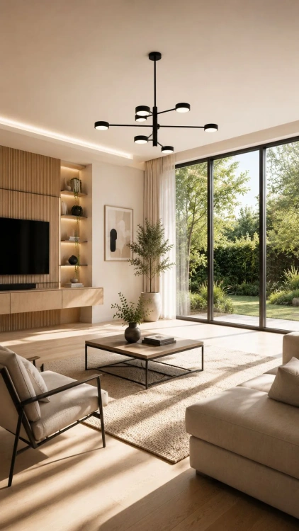 żyrandol Black VI w nowoczesnym salonie