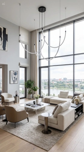 Nowoczesna designerska lampa wisząca LED Nova w dużym salonie