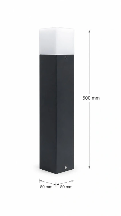 Lampa ogrodowa Cube 50 cm. Zdjęcie lampy z wymiarami.