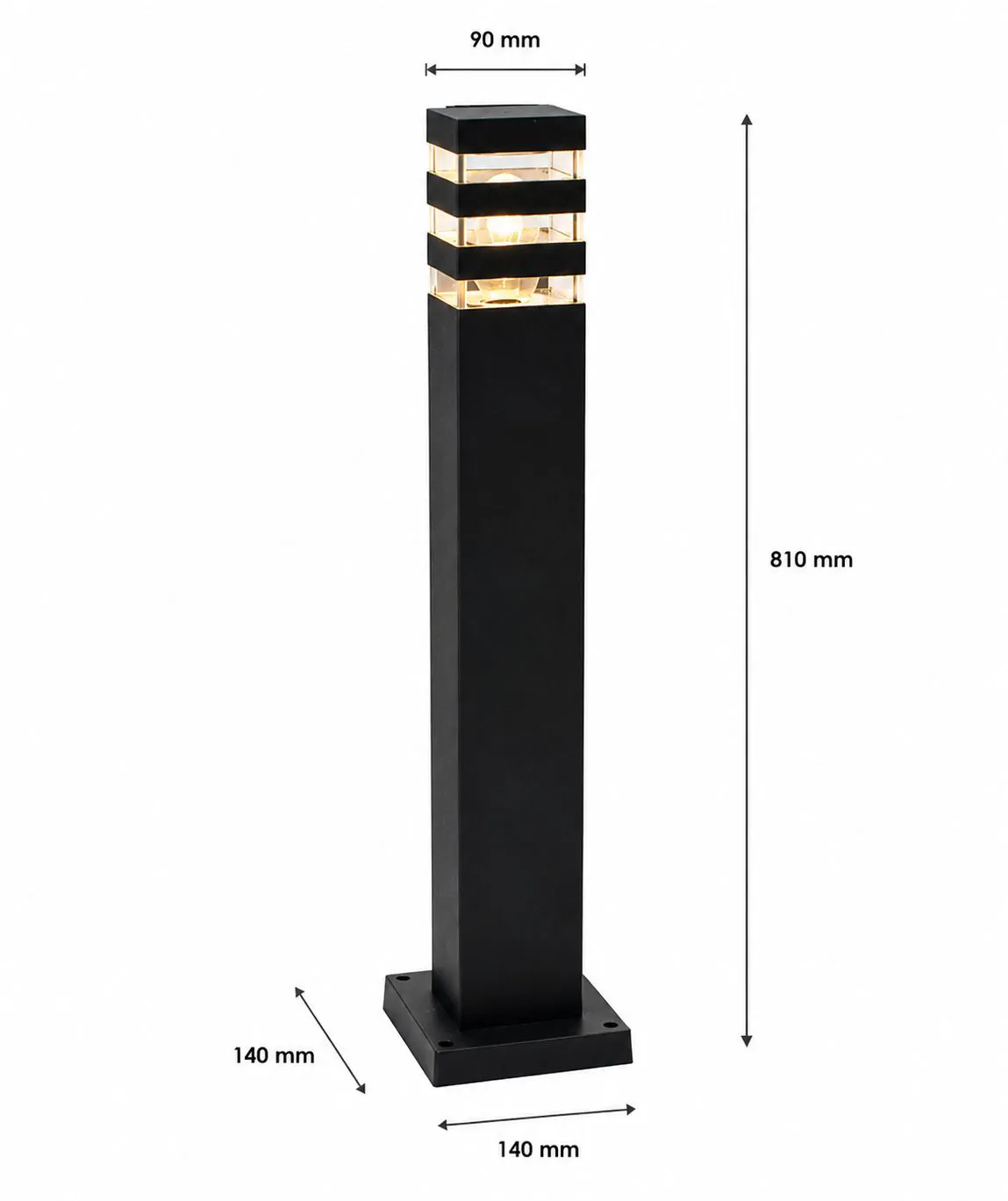 Lampa ogrodowa Teksas - zdjęcie produktu z wymiarami