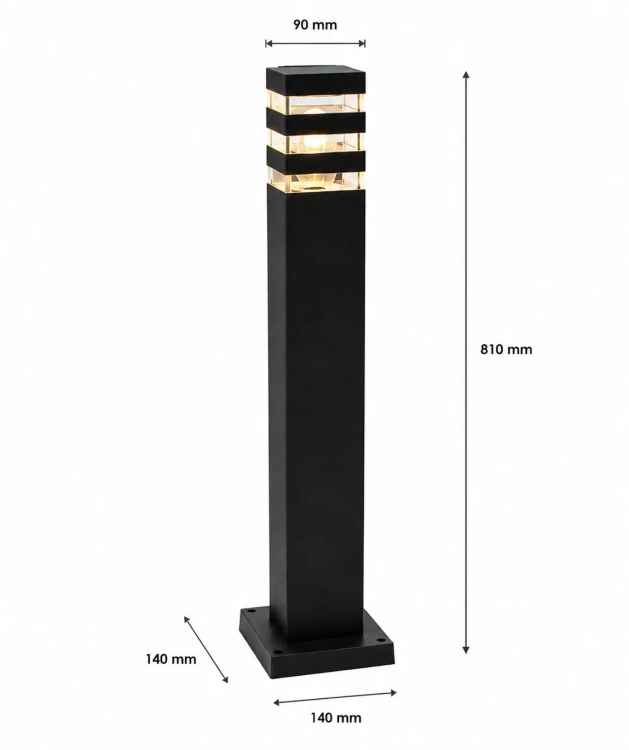 Lampa ogrodowa Teksas - zdjęcie produktu z wymiarami