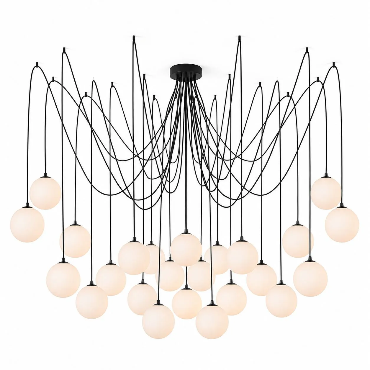 Lampa wisząca Pająk 24 z szklanymi kloszami