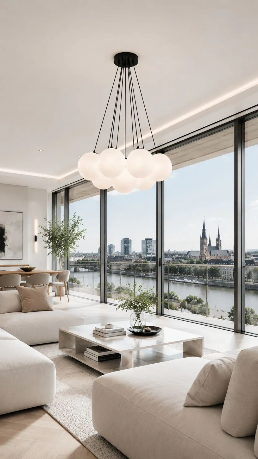 Lampa wisząca z 7 dużymi kloszami