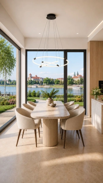 Nowoczesna jadalnia z lampą LED Ring silicone 3
