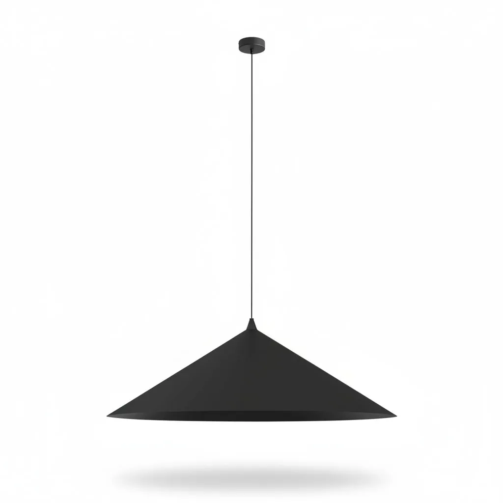 Duża czarna lampa wisząca w kształcie stożka