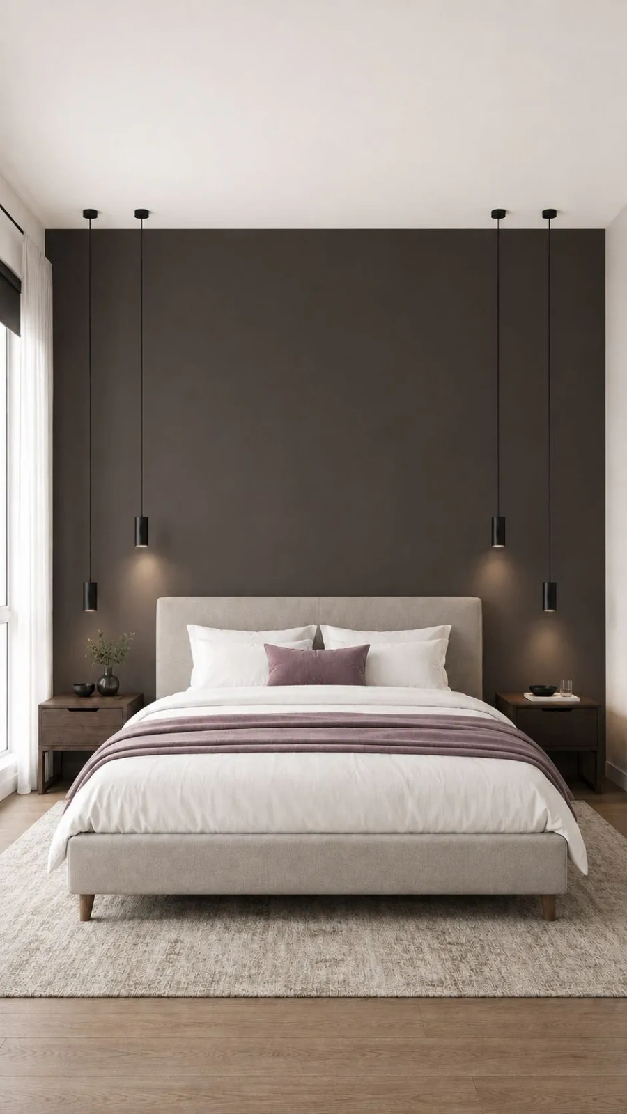 Lampki LED Minimal przy łóżku w sypialni