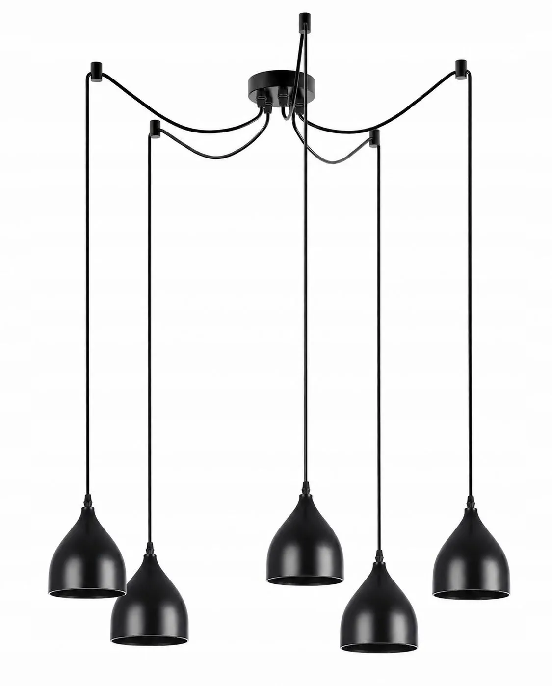 Lampa Pająk z 5 metalowymi kloszami