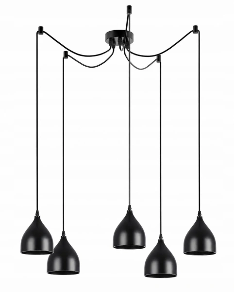 Lampa Pająk z 5 metalowymi kloszami