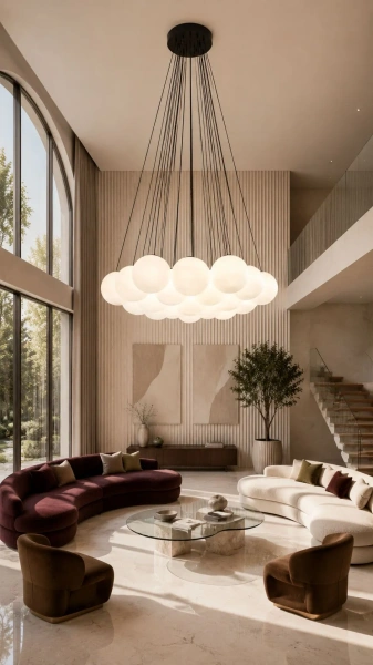 Duża lampa wisząca przy antresoli