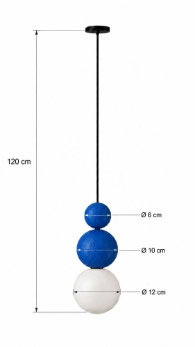 Kulista lampa wisząca niebiesko biała z 3 kulami wymiary