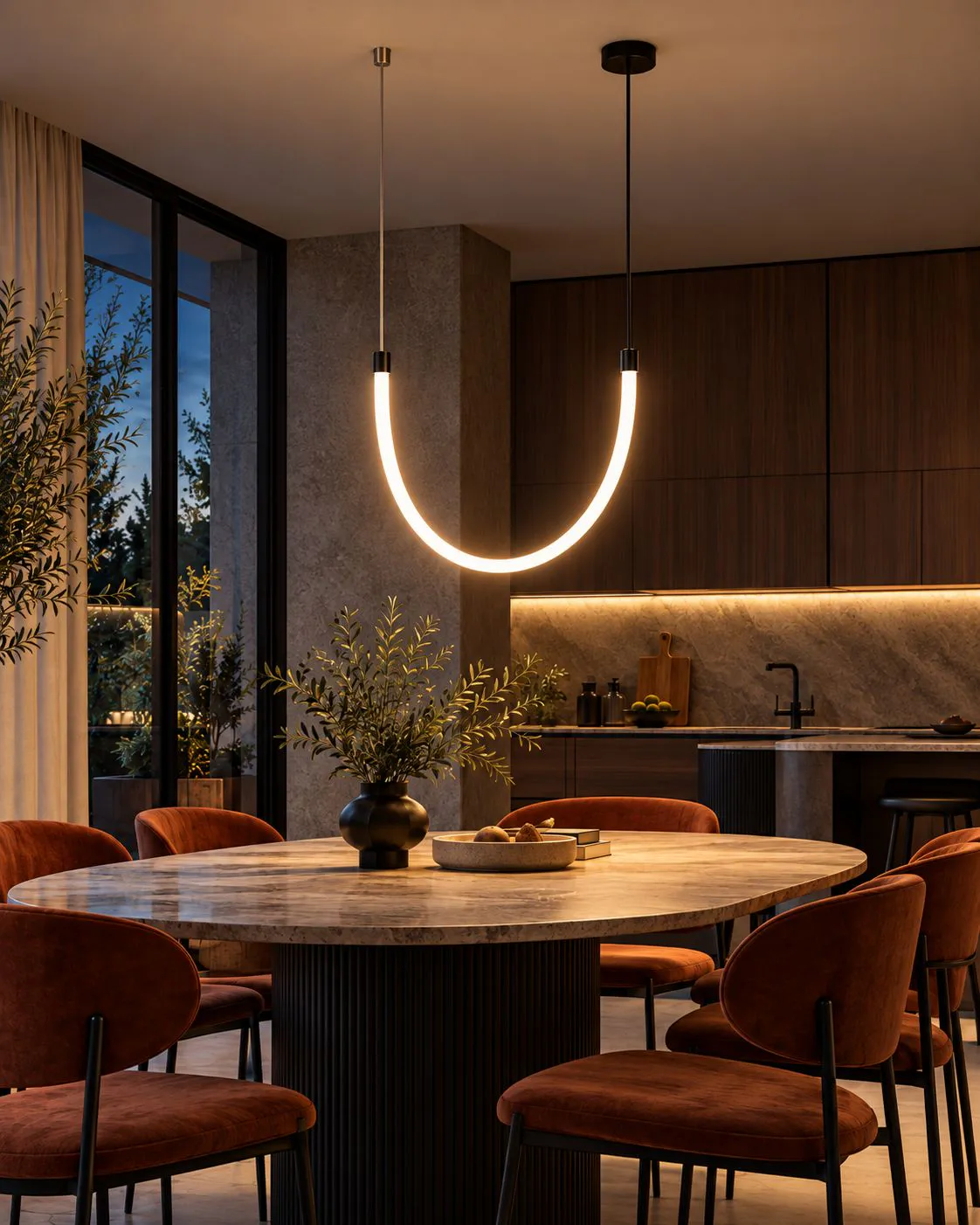 Lampa LED Nova w jadalni pod Wrocławiem