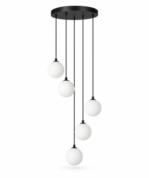Kaskadowa lampa z pięcioma kulami