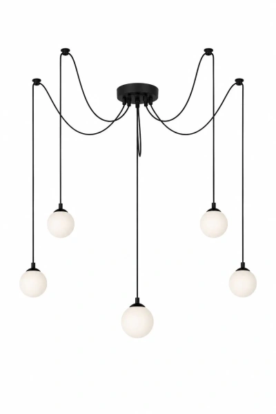 Minimalistyczna lampa pająk z 5 kulami