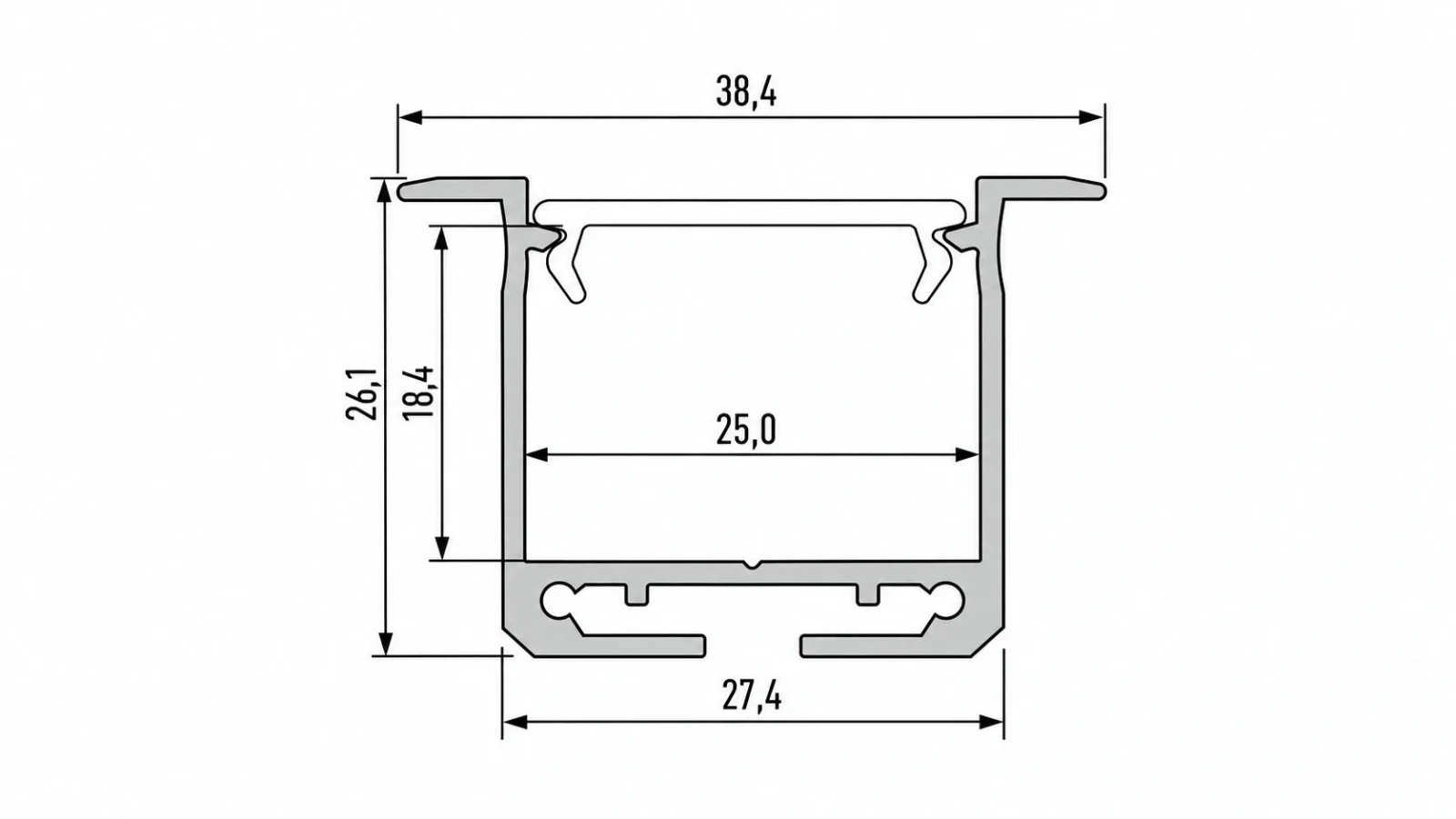 Rysunek techniczny profilu aluminiowego