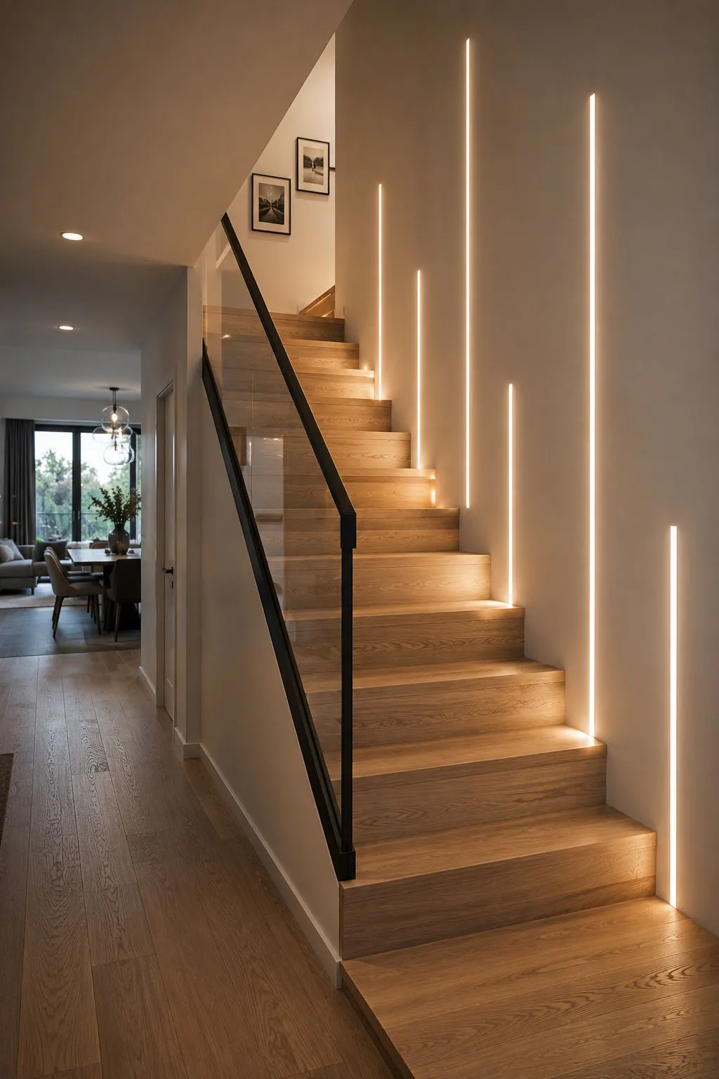 Nowoczesne oświetlenie schodów - Linie LED