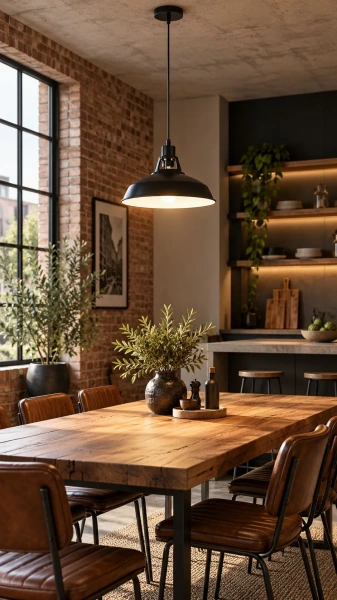 Lampa wisząca Industrial black w jadalni